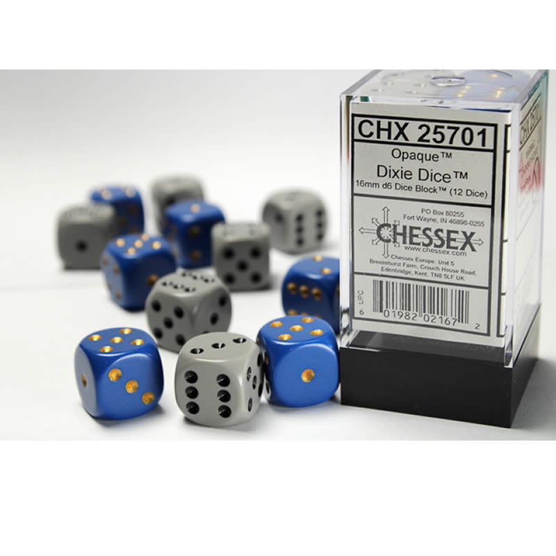CHX25701 Dixie D6 Dice with Pips 16mm (5/8in) Pack of 12 Dice Chessex (ONLINE ORDER ONLY)