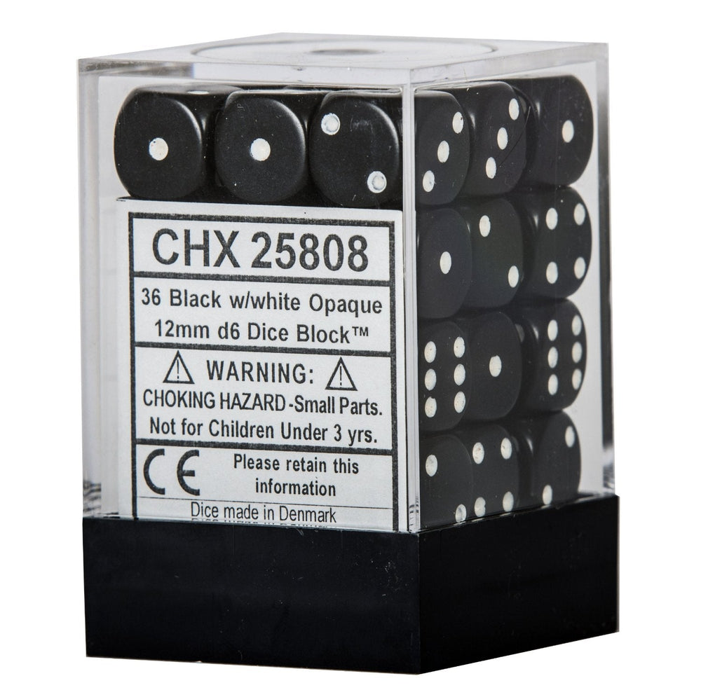 Chessex: D6  Opaque Dice sets - 12mm (ONLINE ORDER ONLY)