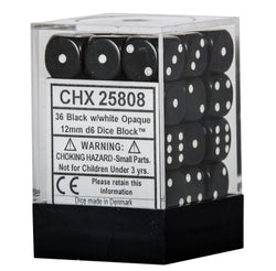 Chessex: D6  Opaque Dice sets - 12mm (ONLINE ORDER ONLY)