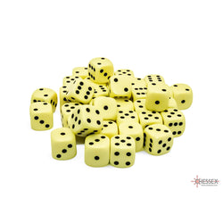 CHX25862 Yellow Pastel D6 Dice with Black Pips 12mm (1/2in) Pack of 36 Dice (ONLINE ORDER ONLY)