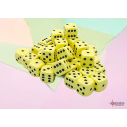 CHX25862 Yellow Pastel D6 Dice with Black Pips 12mm (1/2in) Pack of 36 Dice (ONLINE ORDER ONLY)