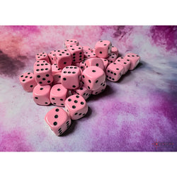 CHX25864 Pink Pastel D6 Dice with Black Pips 12mm (1/2in) Pack of 36 Dice (ONLINE ORDER ONLY)