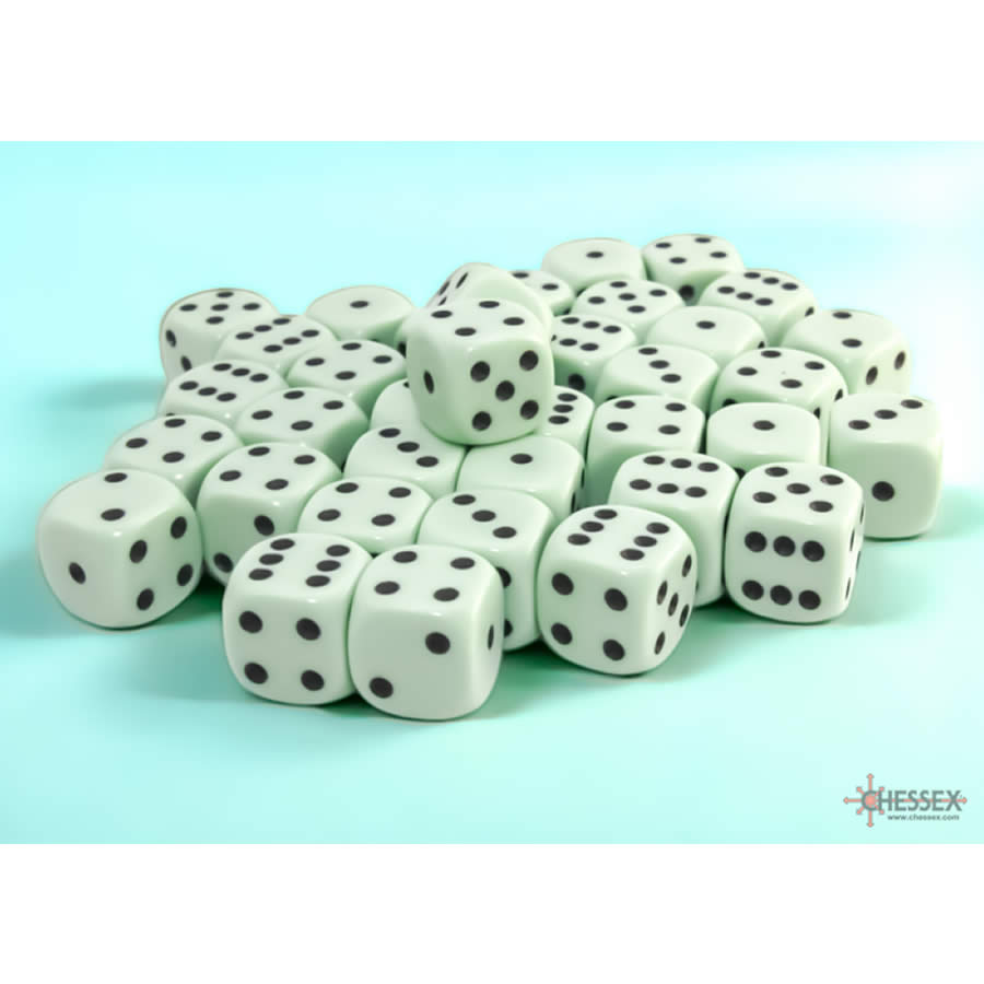 CHX25865 Green Pastel D6 Dice with Black Pips 12mm (1/2in) Pack of 36 Dice (ONLINE ORDER ONLY)