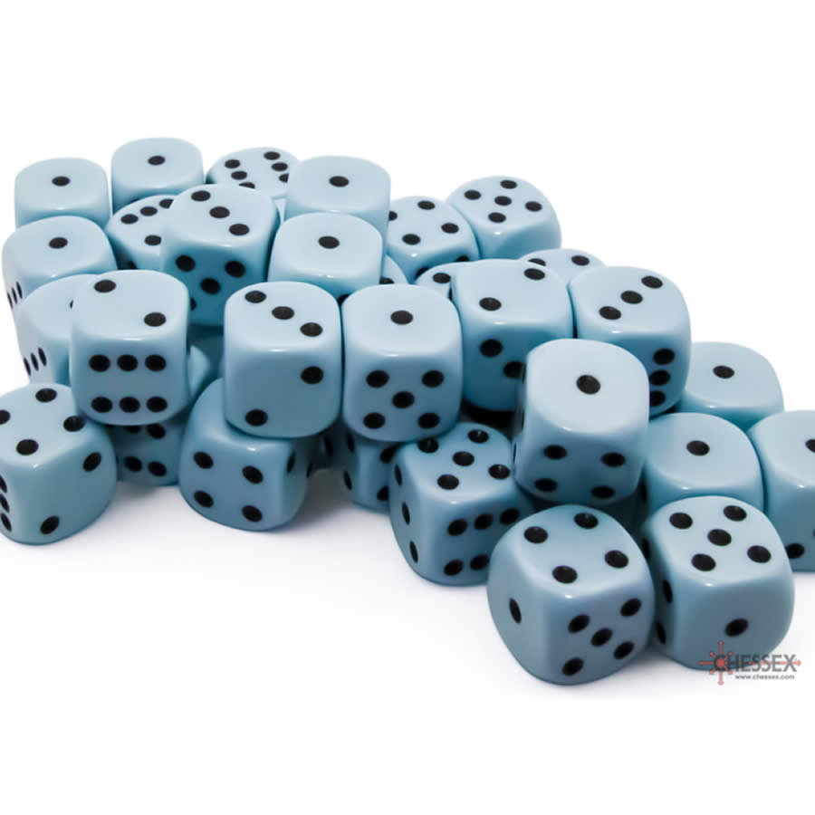 CHX25866 Blue Pastel D6 Dice with Black Pips 12mm (1/2in) Pack of 36 Dice (ONLINE ORDER ONLY)