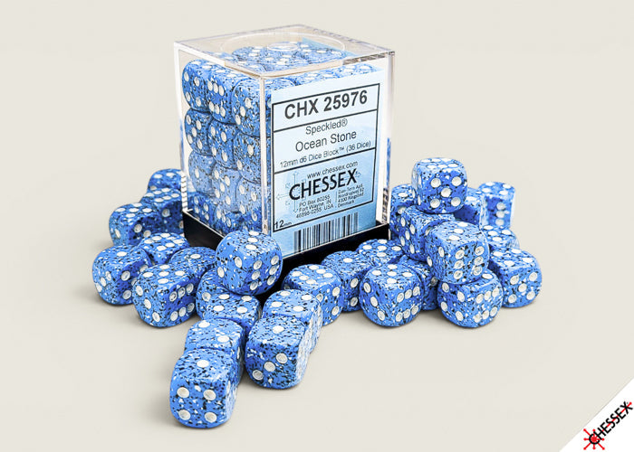 Chessex: 36CT Speckled Ocean Stone 12mm D6 Dice Cube (ONLINE ORDER ONLY)