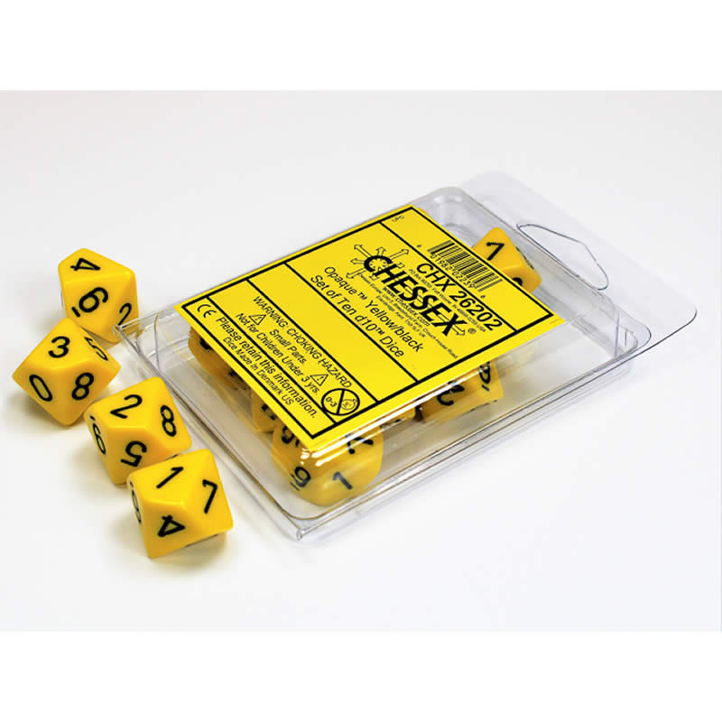 CHX26202 Yellow Opaque D10 with Black Numbers 16mm (5/8in) Pack of 10 (ONLINE ORDER ONLY)
