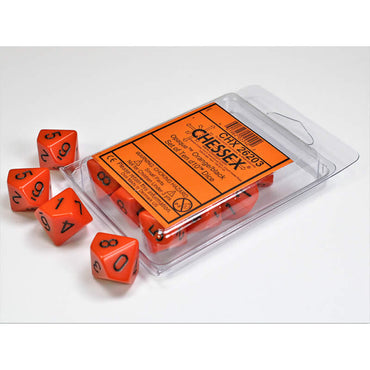 CHX26203 Orange Opaque Dice Black Numbers D10 16mm Pack of 10 (ONLINE ORDER ONLY)