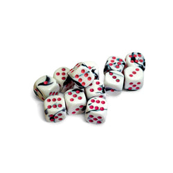 CHX26669 Black and White Gemini Dice with Pink Colored Pips D6 16mm (5/8in) Pack of 12 (ONLINE ORDER ONLY)