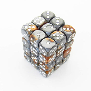 CHX26824 Copper Steel Gemini Dice White Pips D6 12mm (1/2in) Pack of 36 (ONLINE ORDER ONLY)