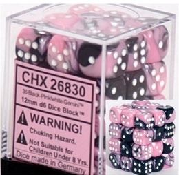 Chessex: Gemini Black-Pink / White 12Mm D6 Dice Block (ONLINE ORDER ONLY)