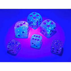 CHX26864 Gel Green and Pink Gemini Luminary Dice with Blue Pips D6 12mm (1/2in) Pack of 36 (ONLINE ORDER ONLY)