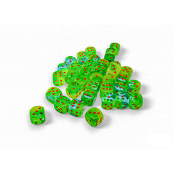 CHX26870 Plasma Green and Teal Gemini Luminary Dice with Orange Pips D6 12mm (1/2in) Pack of 36 (ONLINE ORDER ONLY)