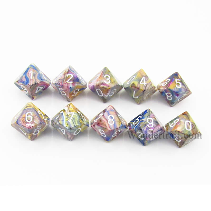 CHX27240 Carousel Festive Dice White Numbers D10 16mm Pack of 10 (ONLINE ORDER ONLY)