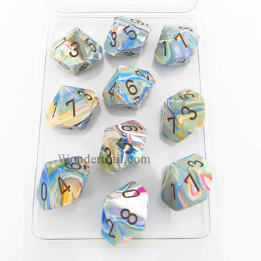 CHX27241 Vibrant Festive Dice Brown Numbers D10 16mm (5/8in) Pack of 10 (ONLINE ORDER ONLY)
