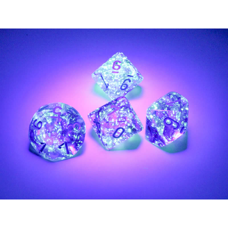 CHX27357 Nocturnal Nebula Luminary Dice Blue Numbers D10 16mm Pack of 10 (ONLINE ORDER ONLY)