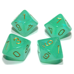 CHX27375 Light Green Borealis Dice Luminary with Gold Numbers D10 16mm (5/8in) Pack of 10 Chessex (ONLINE ORDER ONLY)
