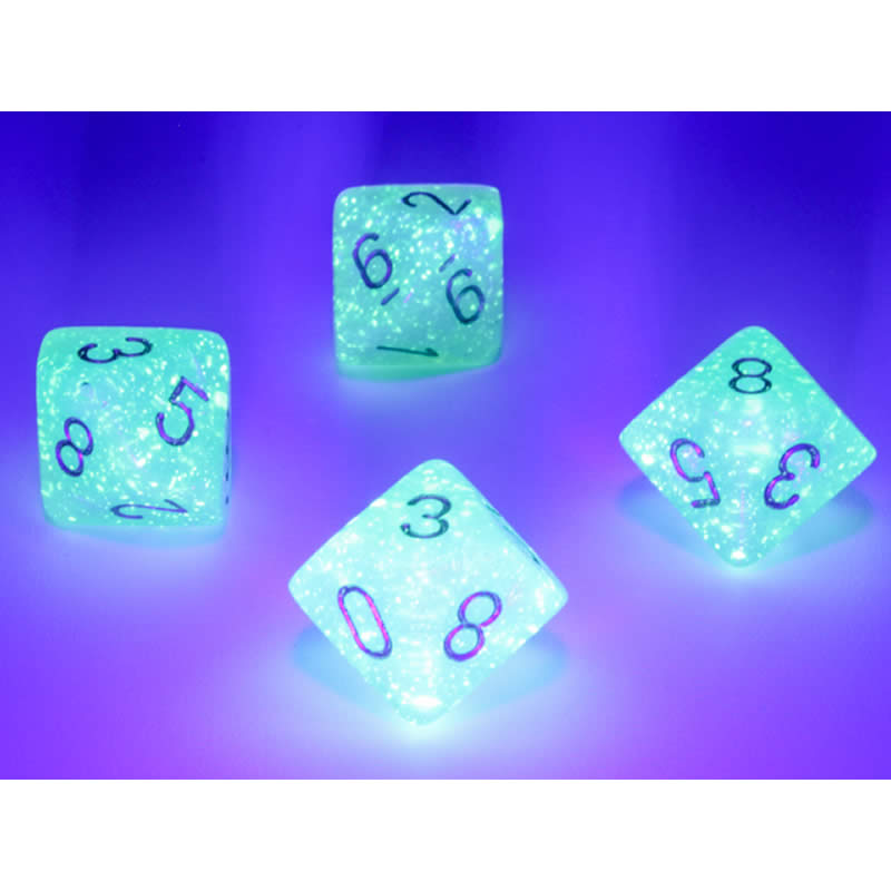 CHX27375 Light Green Borealis Dice Luminary with Gold Numbers D10 16mm (5/8in) Pack of 10 Chessex (ONLINE ORDER ONLY)