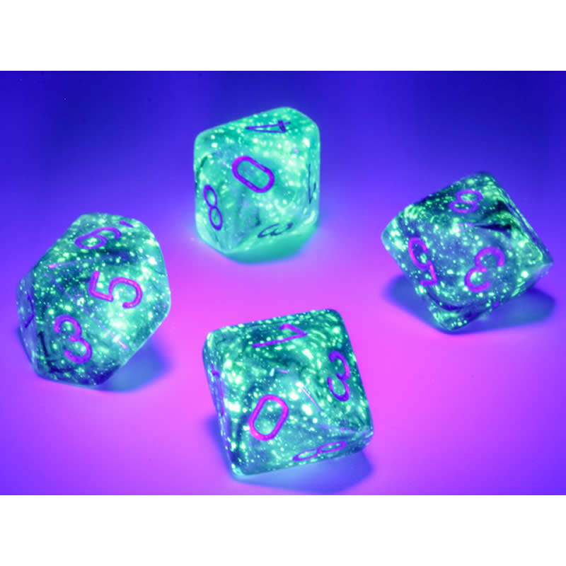 CHX27378 Light Smoke Borealis Dice Luminary Silver Numbers D10 16mm (5/8in) Pack of 10 (ONLINE ORDER ONLY)