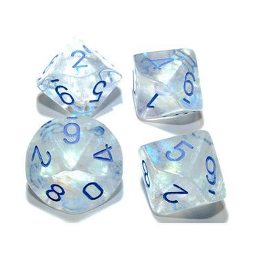 CHX27381 Icicle Borealis Dice Luminary Light Blue Numbers D10 16mm (5/8in) Pack of 10 Chessex (ONLINE ORDER ONLY)