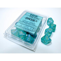 CHX27385 Teal Borealis Dice Luminary Gold Numbers D10 16mm (5/8in) Pack of 10 (ONLINE ORDER ONLY)