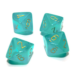 CHX27385 Teal Borealis Dice Luminary Gold Numbers D10 16mm (5/8in) Pack of 10 (ONLINE ORDER ONLY)