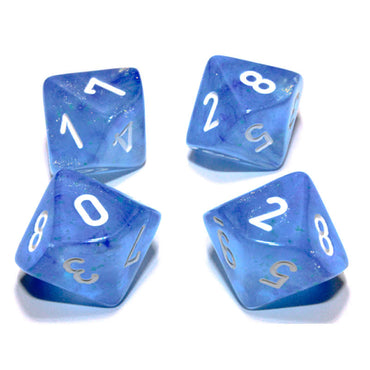 CHX27386 Sky Blue Borealis Dice Luminary White Numbers D10 16mm (5/8in) Pack of 10 (ONLINE ORDER ONLY)