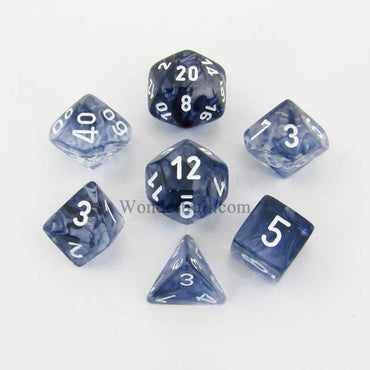 CHX27408 Black Nebula Dice with White Numbers 16mm (5/8in) Set of 7 (ONLINE ORDER ONLY)