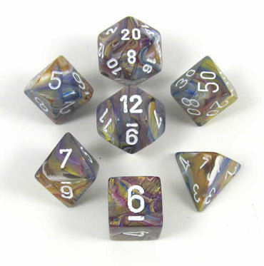 CHX27440 Carousel Festive Dice with White Numbers 16mm (5/8in) Set of 7 (ONLINE ORDER ONLY)