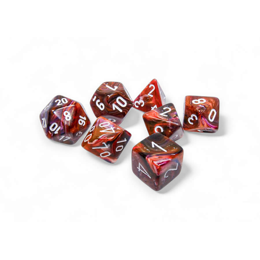 CHX27543 Symphony Festive Dice with White Numbers 16mm (5/8in) Set of 7 (ONLINE ORDER ONLY)