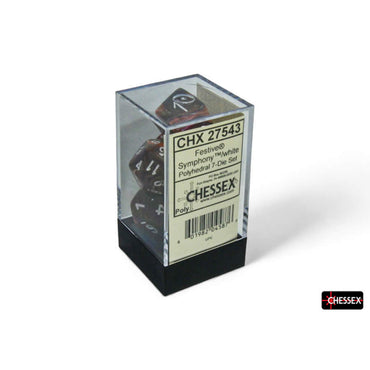 CHX27543 Symphony Festive Dice with White Numbers 16mm (5/8in) Set of 7 (ONLINE ORDER ONLY)