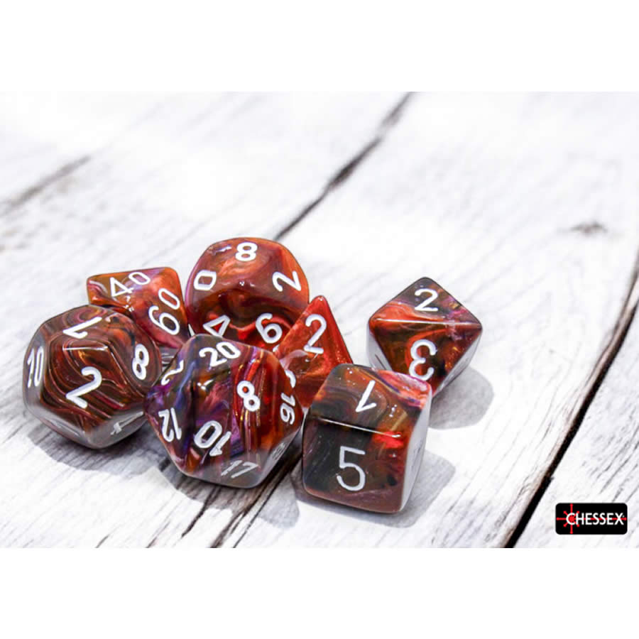 CHX27543 Symphony Festive Dice with White Numbers 16mm (5/8in) Set of 7 (ONLINE ORDER ONLY)