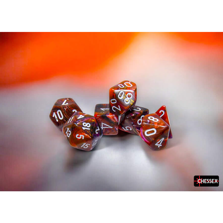 CHX27543 Symphony Festive Dice with White Numbers 16mm (5/8in) Set of 7 (ONLINE ORDER ONLY)