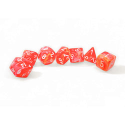 CHX27553 Dahlia Festive Luminary Dice with White Numbers 16mm (5/8in) Set of 7 (ONLINE ORDER ONLY)