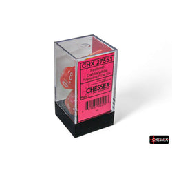 CHX27553 Dahlia Festive Luminary Dice with White Numbers 16mm (5/8in) Set of 7 (ONLINE ORDER ONLY)