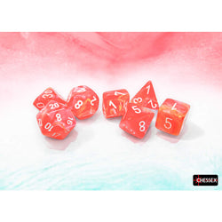 CHX27553 Dahlia Festive Luminary Dice with White Numbers 16mm (5/8in) Set of 7 (ONLINE ORDER ONLY)