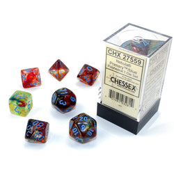 CHX27559 Primary Nebula Luminary Dice Blue Numbers 16mm (5/8in) Set of 7 (ONLINE ORDER ONLY)