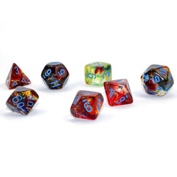 CHX27559 Primary Nebula Luminary Dice Blue Numbers 16mm (5/8in) Set of 7 (ONLINE ORDER ONLY)