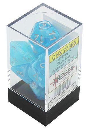 Chessex: 7CT Luminary Sky & Silver Polyhedral Dice Set (ONLINE ORDER ONLY)