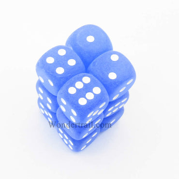 CHX27606 Blue Frosted Dice with White Pips D6 16mm (5/8in) Pack of 12 (ONLINE ORDER ONLY)