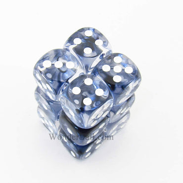 CHX27608 Black Nebula Dice with White Pips D6 16mm (5/8in) Pack of 12 (ONLINE ORDER ONLY)