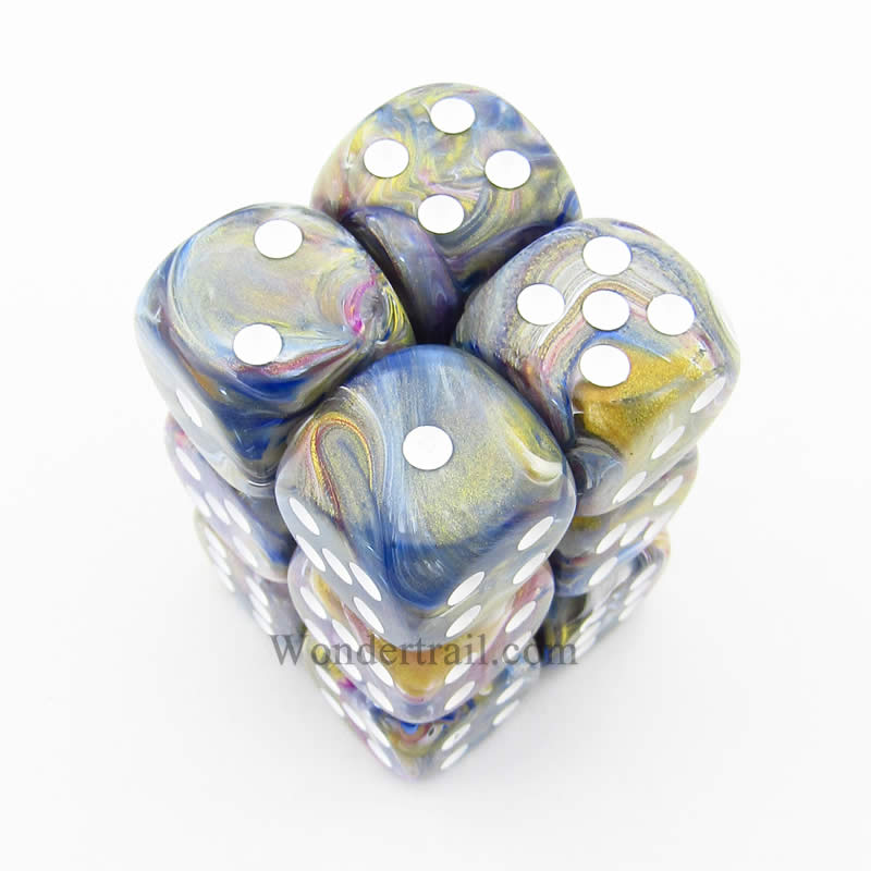 CHX27640 Carousel Festive Dice with White Pips D6 16mm (5/8in) Pack of 12 (ONLINE ORDER ONLY)