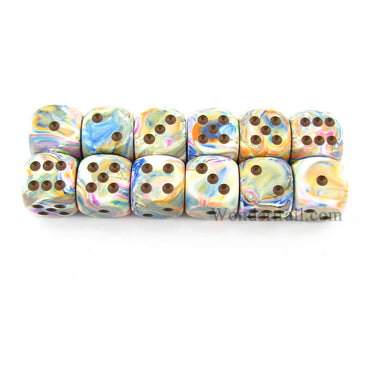 CHX27641 Vibrant Festive Dice with Brown Pips D6 16mm (5/8in) Pack of 12 (ONLINE ORDER ONLY)