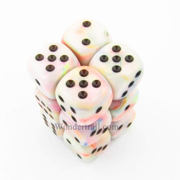 CHX27642 Circus Festive Dice with Black Pips D6 16mm (5/8in) Pack of 12 (ONLINE ORDER ONLY)
