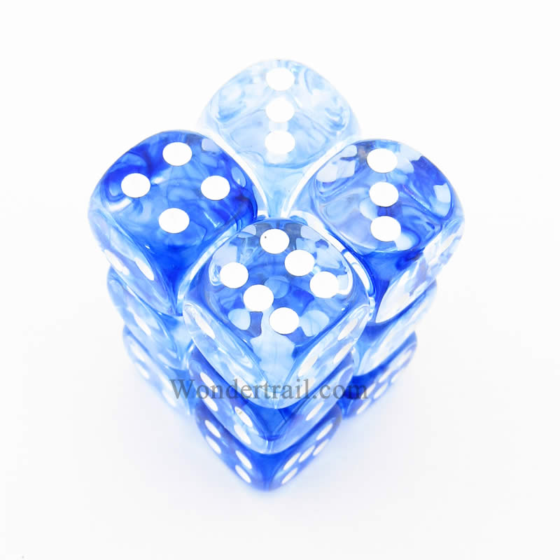 CHX27666 Dark Blue Nebula Dice White Pips D6 16mm (5/8in) Pack of 12 (ONLINE ORDER ONLY)