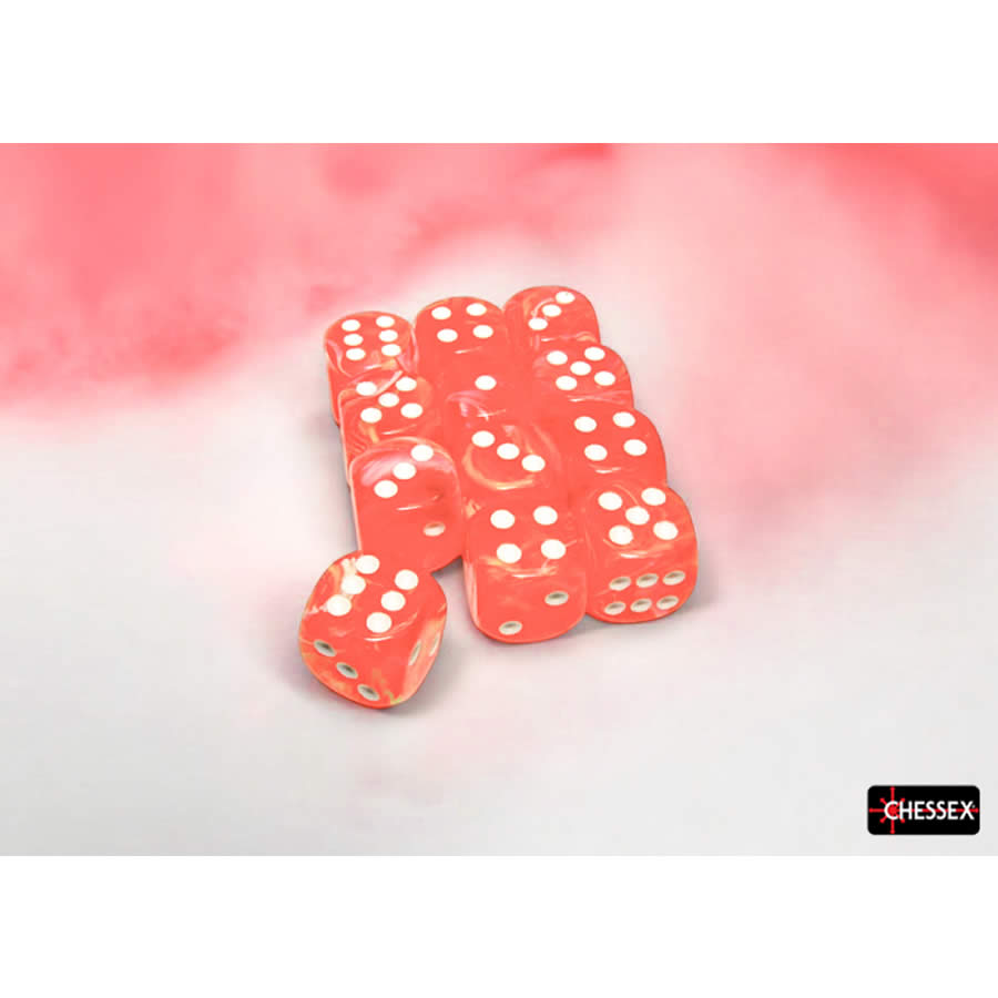 CHX27753 Dahlia Festive Luminary Dice with White Pips D6 16mm (5/8in) Pack of 12 (ONLINE ORDER ONLY)