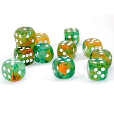 CHX27755 Spring Nebula Luminary Dice White Pips D6 16mm (5/8in) Pack of 12 (ONLINE ORDER ONLY)