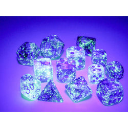 CHX27757 Nocturnal Nebula Luminary Dice Blue Pips D6 16mm (5/8in) Pack of 12 (ONLINE ORDER ONLY)