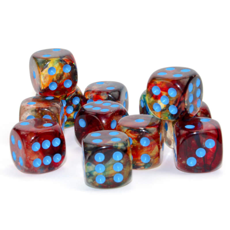 CHX27759 Primary Nebula Luminary Dice Blue Pips D6 16mm (5/8in) Pack of 12 (ONLINE ORDER ONLY)