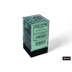 CHX27795 Kelp Borealis Dice Luminary with Light Green Pips D6 16mm (5/8in) Pack of 12 (ONLINE ORDER ONLY)