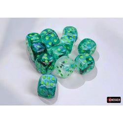CHX27795 Kelp Borealis Dice Luminary with Light Green Pips D6 16mm (5/8in) Pack of 12 (ONLINE ORDER ONLY)